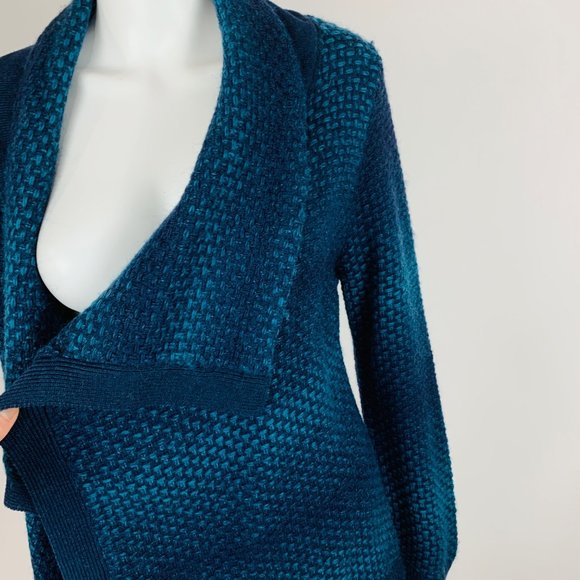 Coldwater Creek Cardigan Women's M 10-12 Blue Gradient Wool Blend Draped Open - Picture 4 of 9
